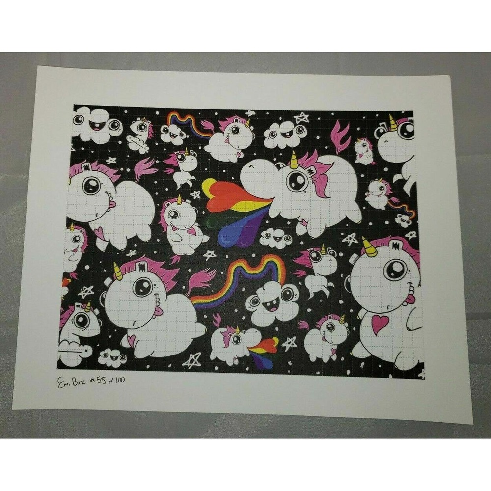 Emi Boz‎ Blotter Art print Unicorns & Rainbows Gus Fink Psychedelic Outsider art